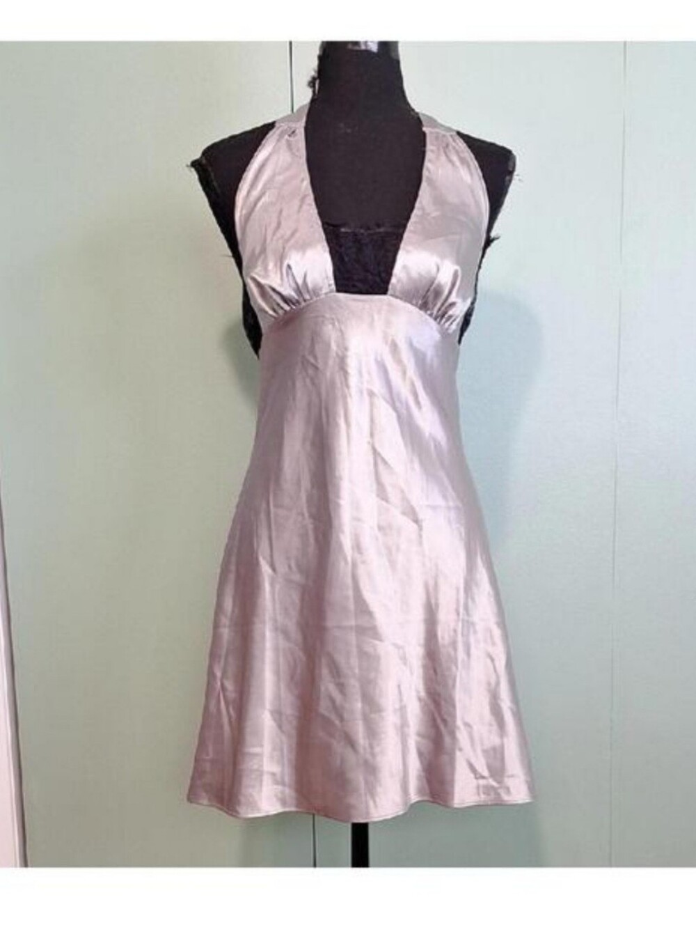 Fredricks Of Hollywood Gray Slip Lingerie With Black Lace Trim Size Medium